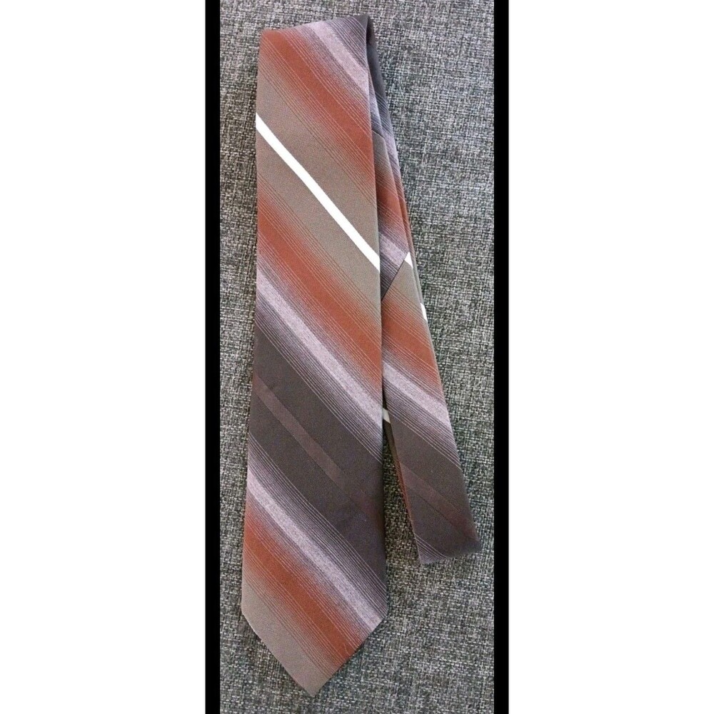 Tie 70s 80s 90s Y2K New Vintage  Crescent Bay Brown Gray White  3.5 Wide 54 Long